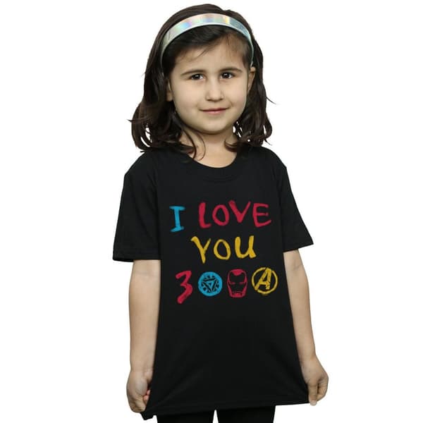 Marvel Girls Avengers Endgame I Love You 3000 Crayons Cotton T-Shirt