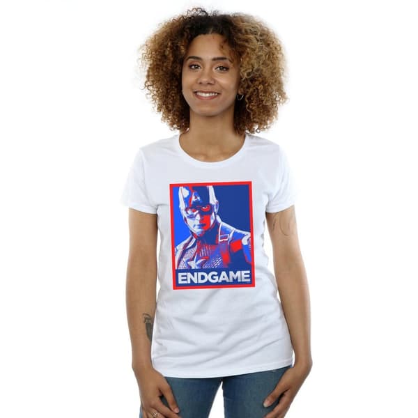 Marvel Womens/Ladies Avengers Endgame Captain America Poster Cotton T-Shirt