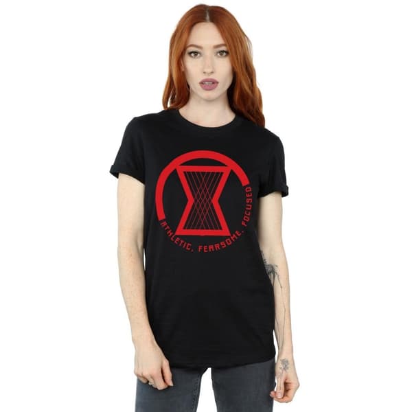 Marvel Womens/Ladies Black Widow Movie Athletic Logo Cotton Boyfriend T-Shirt