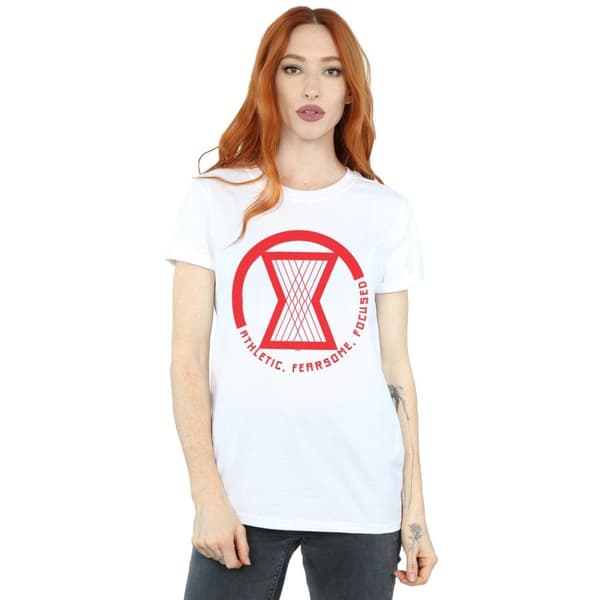 Marvel Womens/Ladies Black Widow Movie Athletic Logo Cotton Boyfriend T-Shirt