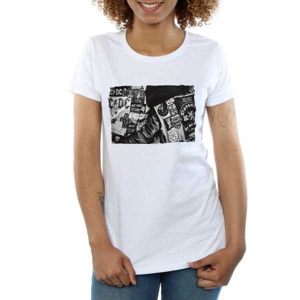 AC/DC Womens/Ladies Badges And Posters Collection Cotton T-Shirt