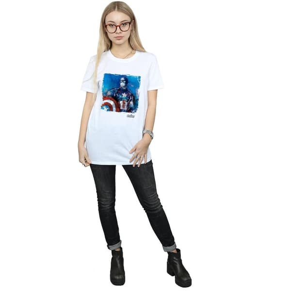 Marvel Womens/Ladies Captain America Art Cotton Boyfriend T-Shirt