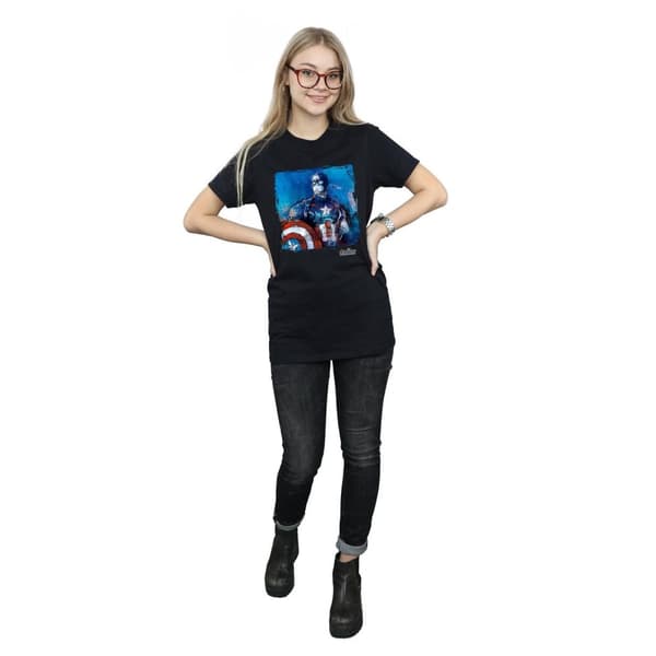 Marvel Womens/Ladies Captain America Art Cotton Boyfriend T-Shirt
