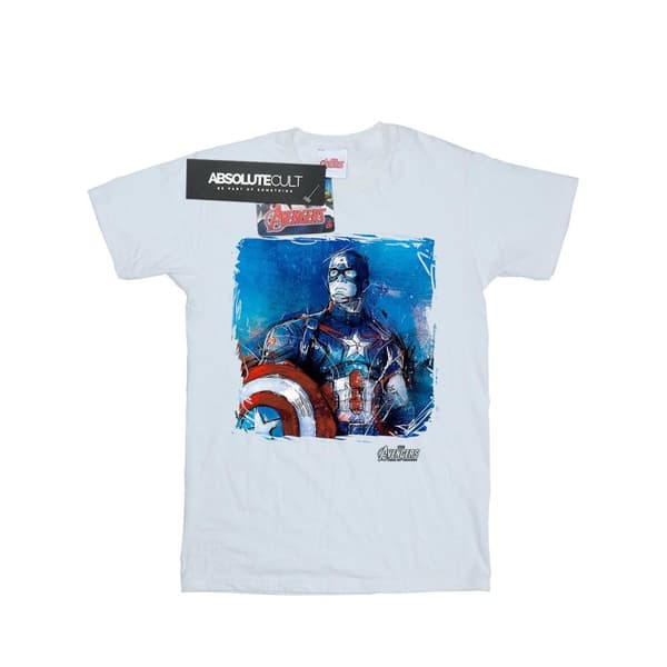 Marvel Dam/kvinnor Captain America Art Boyfriend T-shirt i bomull White L