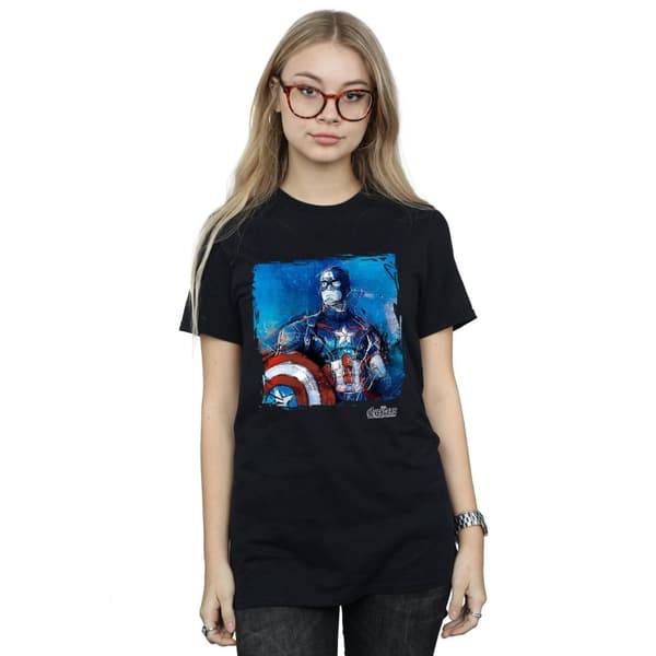 Marvel Womens/Ladies Captain America Art Cotton Boyfriend T-Shirt