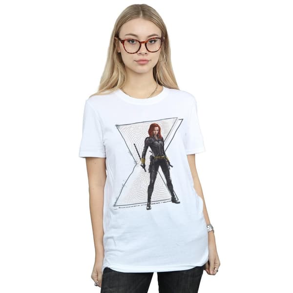 Marvel Womens/Ladies Black Widow Movie Natasha Logo Cotton Boyfriend T-Shirt