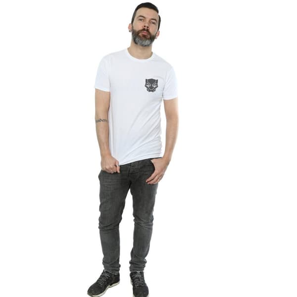 Marvel Mens Black Panther Black On Black Chest Print T-Shirt