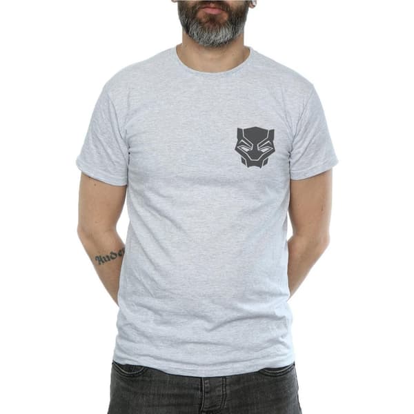 Marvel Mens Black Panther Black On Black Chest Print T-Shirt