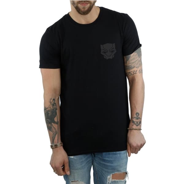 Marvel Mens Black Panther Black On Black Chest Print T-Shirt