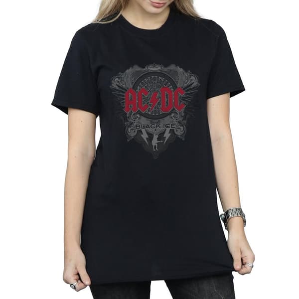 AC/DC Dam / Dam Black Ice With Red Boyfriend T-shirt i bomull