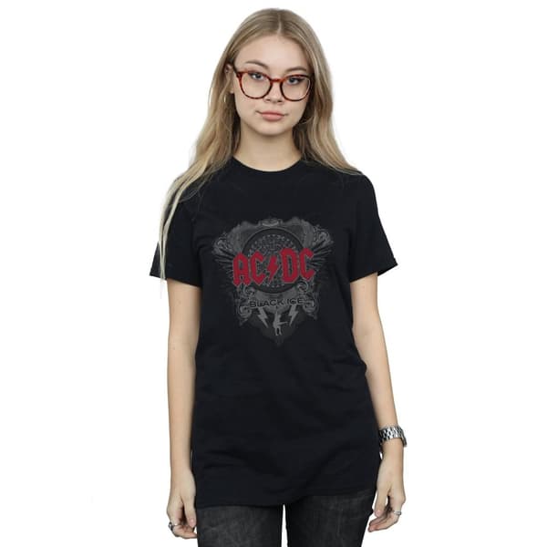 AC/DC Dam / Dam Black Ice With Red Boyfriend T-shirt i bomull