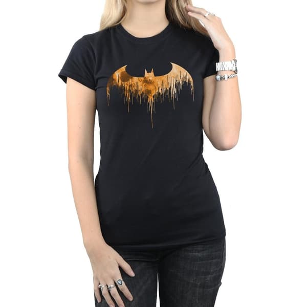 DC Comics Womens/Ladies Batman Arkham Knight Halloween Moon Logo Fill Cotton T-Shirt