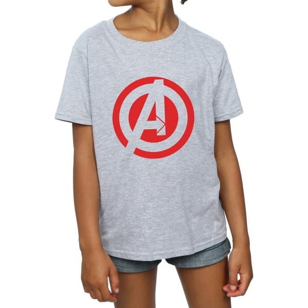 Marvel T-shirt i bomull med A-logotyp - Avengers Assemble - för flickor
