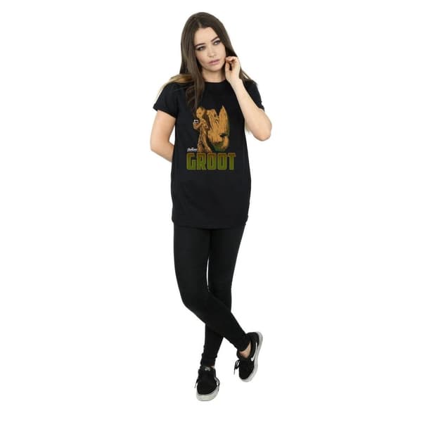 Marvel Dam/kvinnor Avengers Infinity War Groot Character Boyfriend T-shirt i bomull