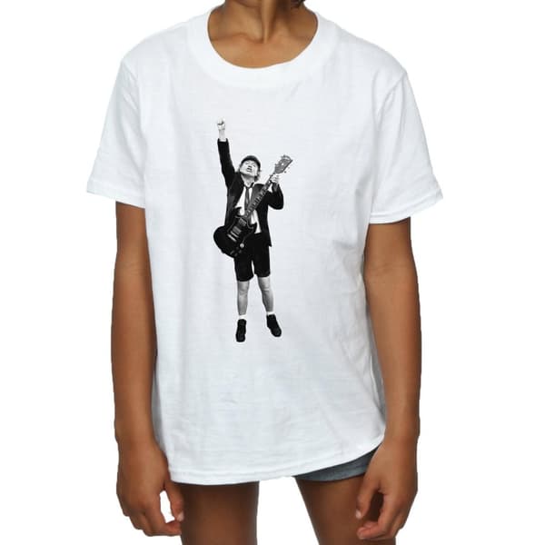 AC/DC Angus Young T-shirt med utskuret snitt i bomull för flickor