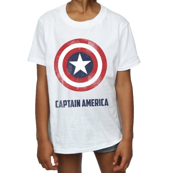 Marvel T-shirt i bomull med Captain America-sköldtext för flickor
