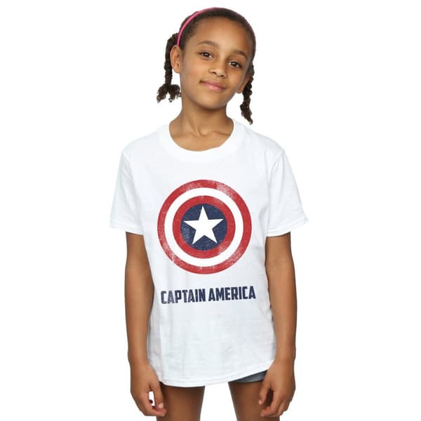 Marvel T-shirt i bomull med Captain America-sköldtext för flickor