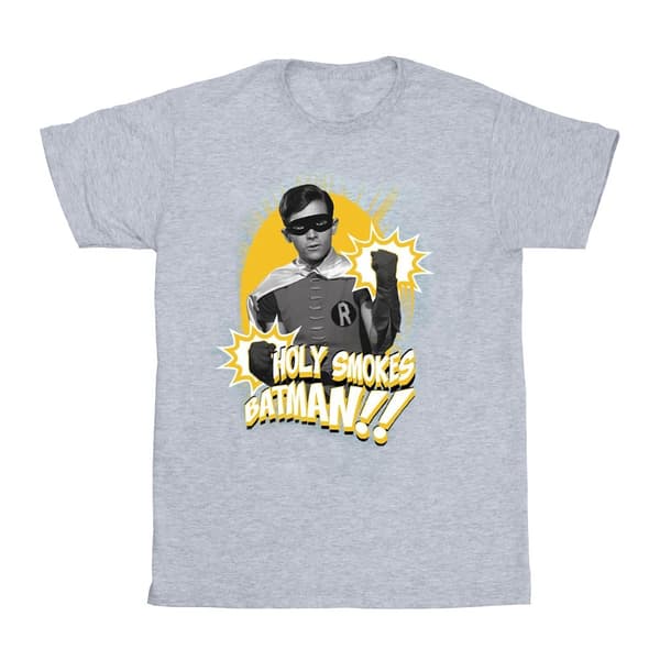 DC Comics Boys Batman TV Series Robin Holy Smokes T-Shirt Sports Grey 9-11 Years