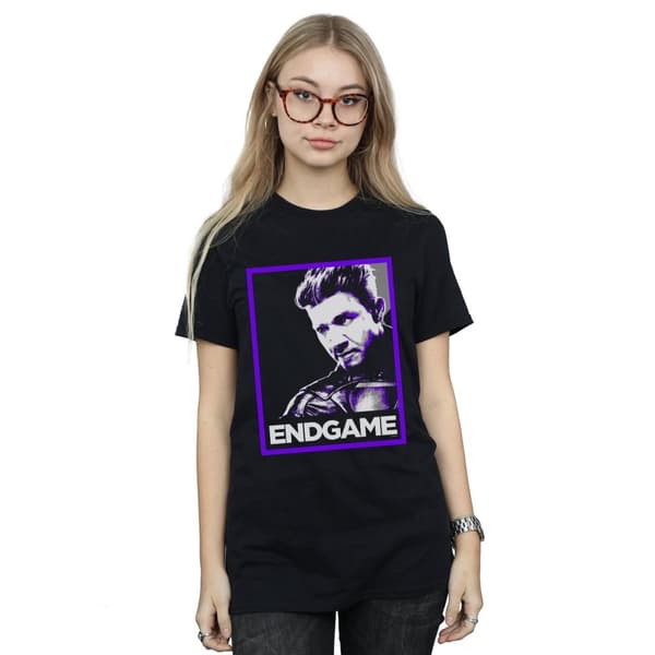 Marvel Womens/Ladies Avengers Endgame Hawkeye Poster Cotton Boyfriend T-Shirt