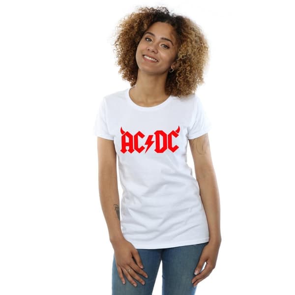 AC/DC Womens/Ladies Horns Logo Cotton T-Shirt