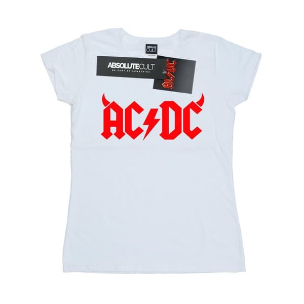 AC/DC Womens/Ladies Horns Logo Cotton T-Shirt White L