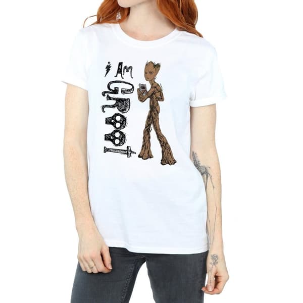 Marvel Dam/Tjej Avengers Infinity War I Am Teenage Groot Bomull Boyfriend T-shirt