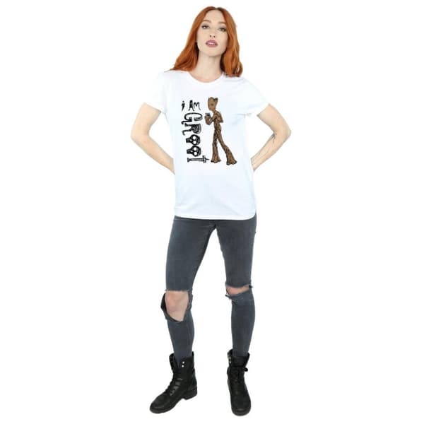Marvel Dam/Tjej Avengers Infinity War I Am Teenage Groot Bomull Boyfriend T-shirt