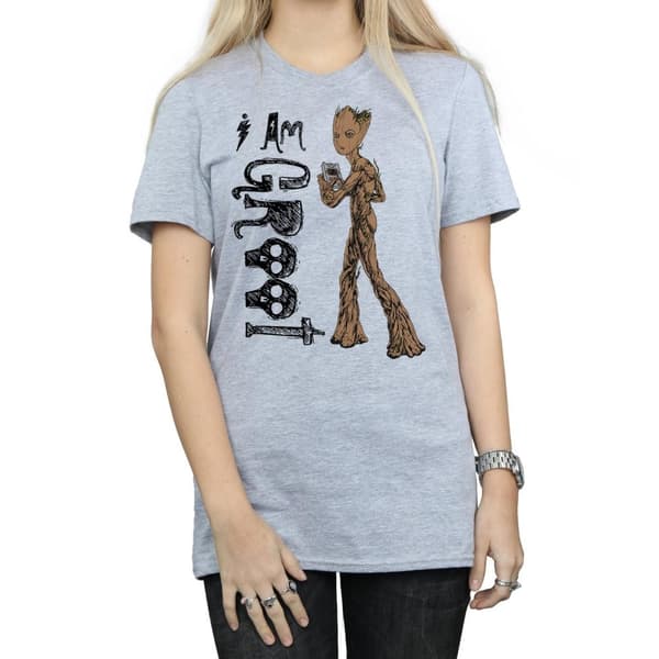 Marvel Dam/Tjej Avengers Infinity War I Am Teenage Groot Bomull Boyfriend T-shirt