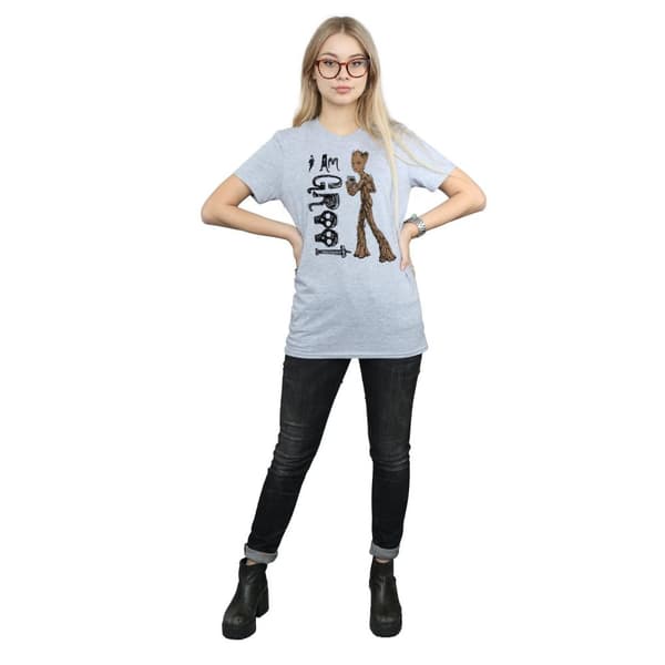 Marvel Dam/Tjej Avengers Infinity War I Am Teenage Groot Bomull Boyfriend T-shirt