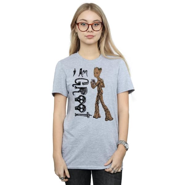 Marvel Dam/Tjej Avengers Infinity War I Am Teenage Groot Bomull Boyfriend T-shirt