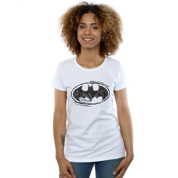 DC Comics Womens/Ladies Batman Sketch Logo Cotton T-Shirt
