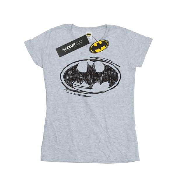 DC Comics Womens/Ladies Batman Sketch Logo Cotton T-Shirt