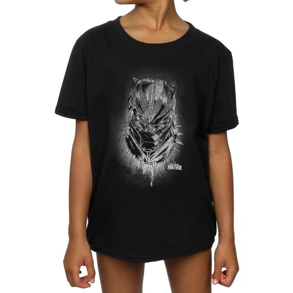 Marvel Girls Black Panther Spray Headshot Cotton T-Shirt