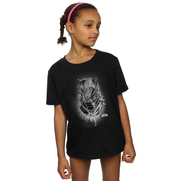 Marvel Girls Black Panther Spray Headshot Cotton T-Shirt