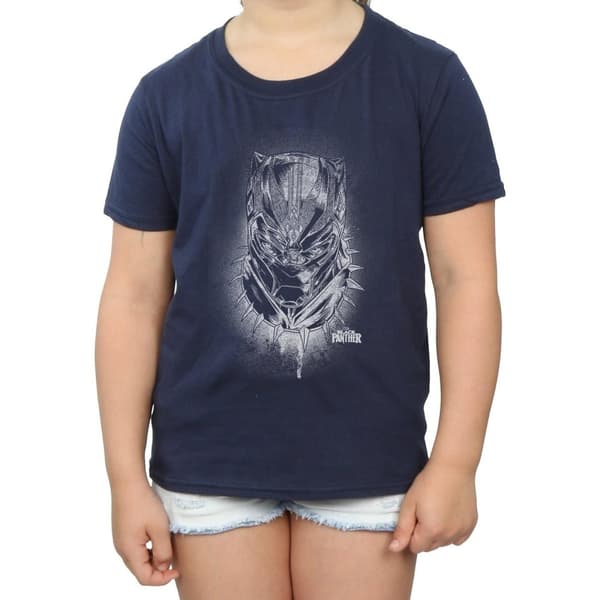 Marvel Girls Black Panther Spray Headshot Cotton T-Shirt