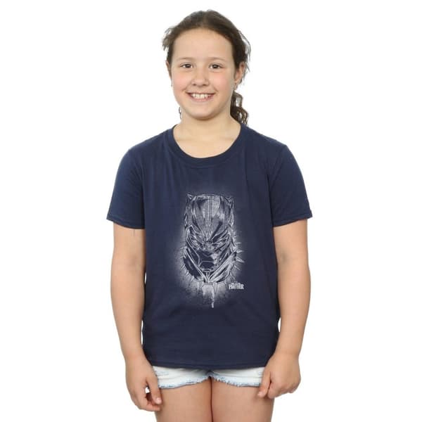 Marvel Girls Black Panther Spray Headshot Cotton T-Shirt