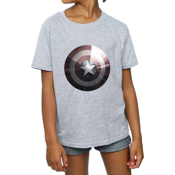 Marvel Girls Captain America Shield Shiny Cotton T-Shirt