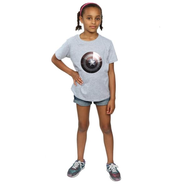 Marvel Girls Captain America Shield Shiny Cotton T-Shirt