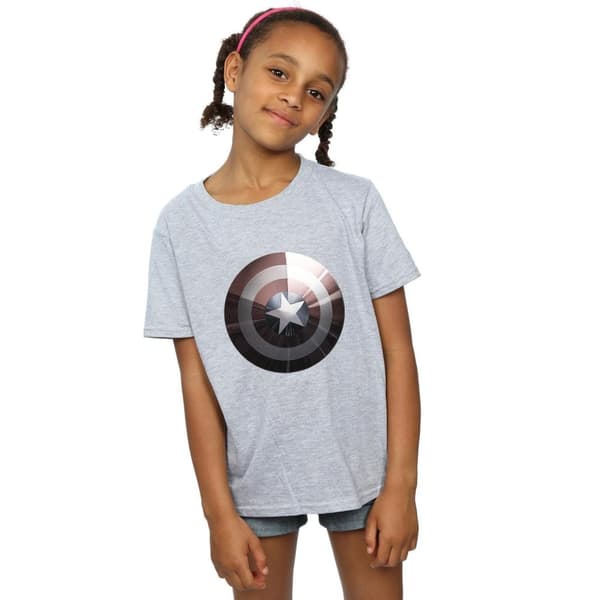 Marvel Girls Captain America Shield Shiny Cotton T-Shirt