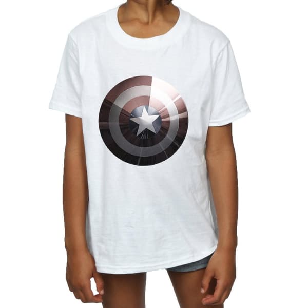 Marvel Girls Captain America Shield Shiny Cotton T-Shirt
