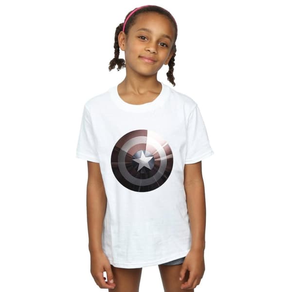 Marvel Girls Captain America Shield Shiny Cotton T-Shirt