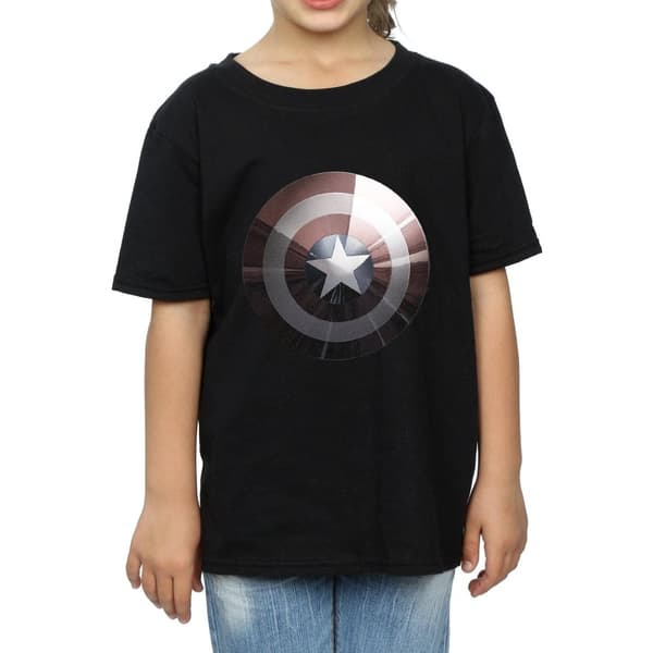 Marvel Girls Captain America Shield Shiny Cotton T-Shirt