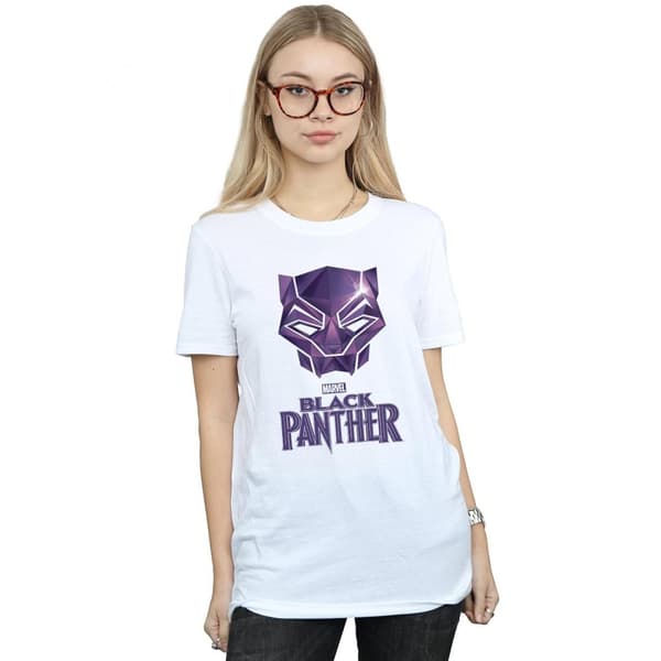 Marvel Womens/Ladies Black Panther Mask Logo Cotton Boyfriend T-Shirt
