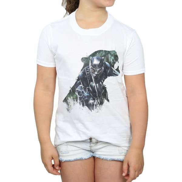 Marvel Girls Black Panther Wild Silhouette Cotton T-Shirt