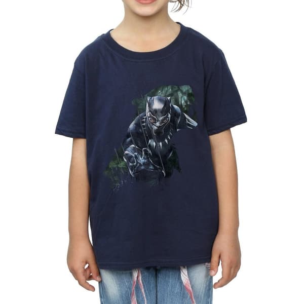Marvel Girls Black Panther Wild Silhouette Cotton T-Shirt