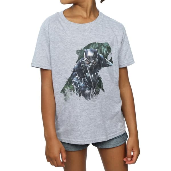 Marvel Girls Black Panther Wild Silhouette Cotton T-Shirt