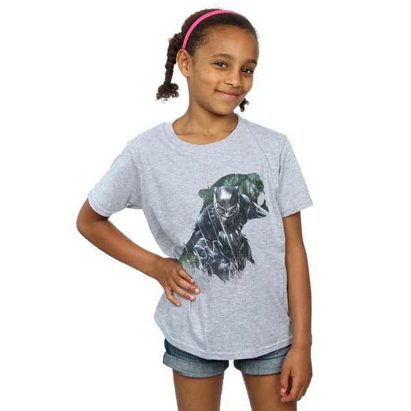 Marvel Girls Black Panther Wild Silhouette Cotton T-Shirt