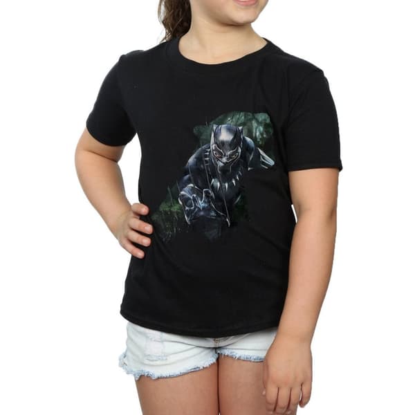 Marvel Girls Black Panther Wild Silhouette Cotton T-Shirt