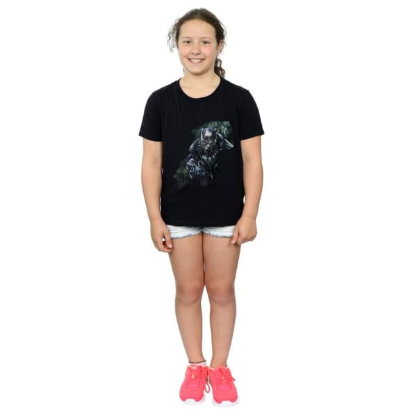 Marvel Girls Black Panther Wild Silhouette Cotton T-Shirt