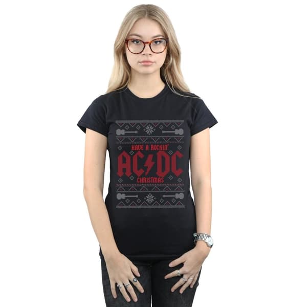 ACDC Dam/Ladies Have A Rockin Christmas - T-shirt i bomull